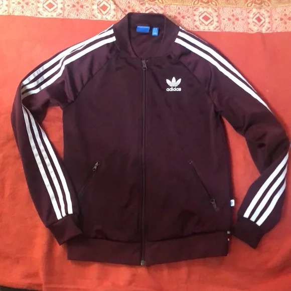 Adidas RARE awesome trefoil track coat with banded writing on back Sz XS EUC - Picture 2 of 10